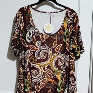 BRAND-NEW Charlie's Project Paisley Tunic Top ~ Size L
